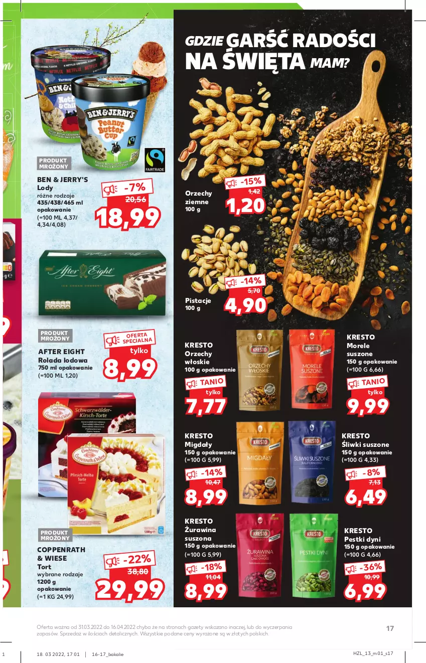 Gazetka promocyjna Kaufland - Oferta specjalna - ważna 31.03 do 16.04.2022 - strona 17 - produkty: Lody, Migdały, Orzechy włoskie, Pestki dyni, Pistacje, Rolada