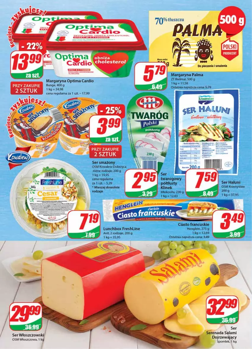 Gazetka promocyjna Dino - Gazetka - ważna 25.01 do 31.01.2023 - strona 14 - produkty: Grill, Margaryna, Optima, Optima Cardio, Palma, Salami, Ser, Tusz, Włoszczowski