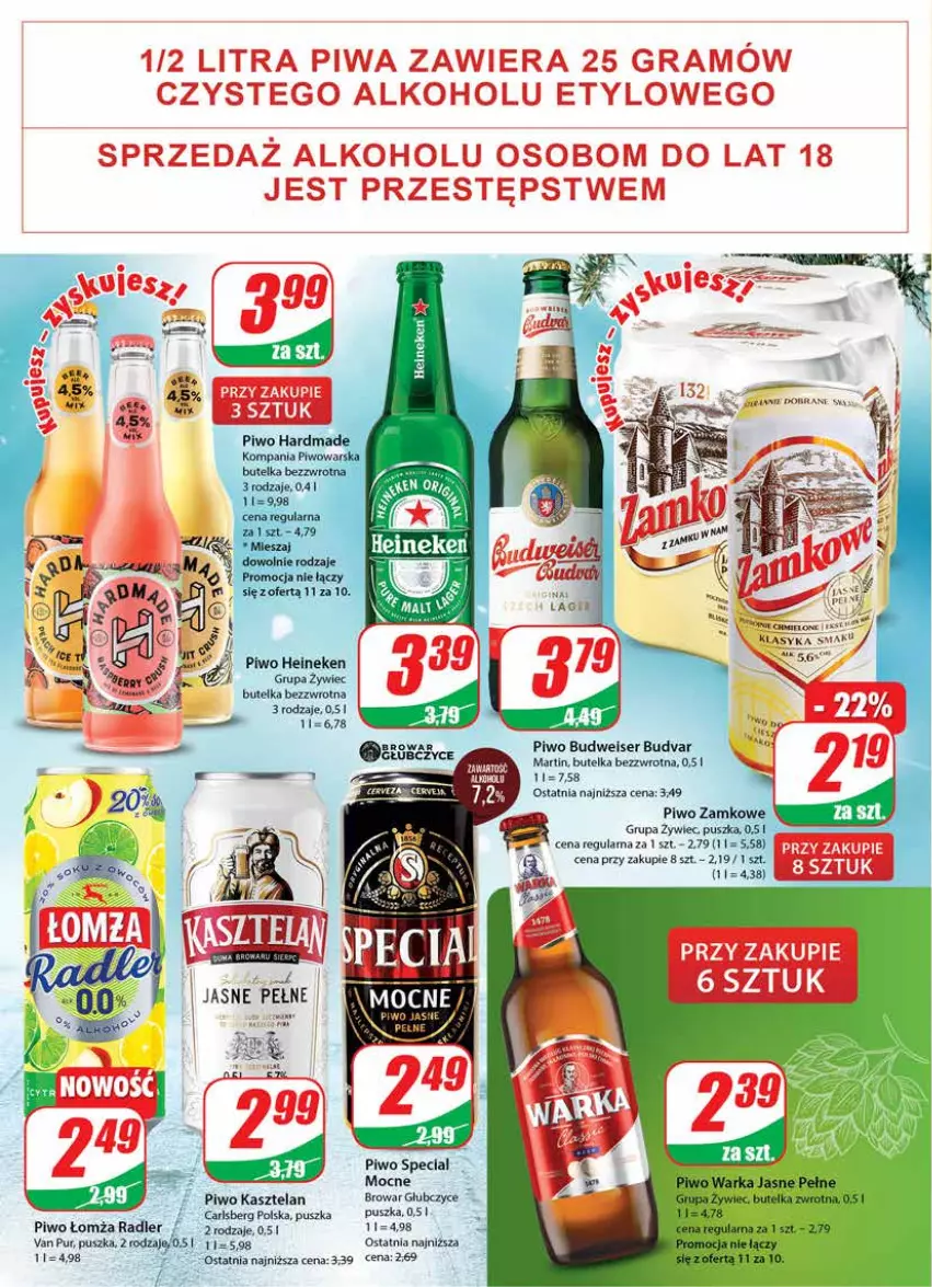 Gazetka promocyjna Dino - Gazetka - ważna 25.01 do 31.01.2023 - strona 16 - produkty: Carlsberg, Gra, Heineken, Kasztelan, Piwa, Piwo, Pur, Radler, Ser, Warka