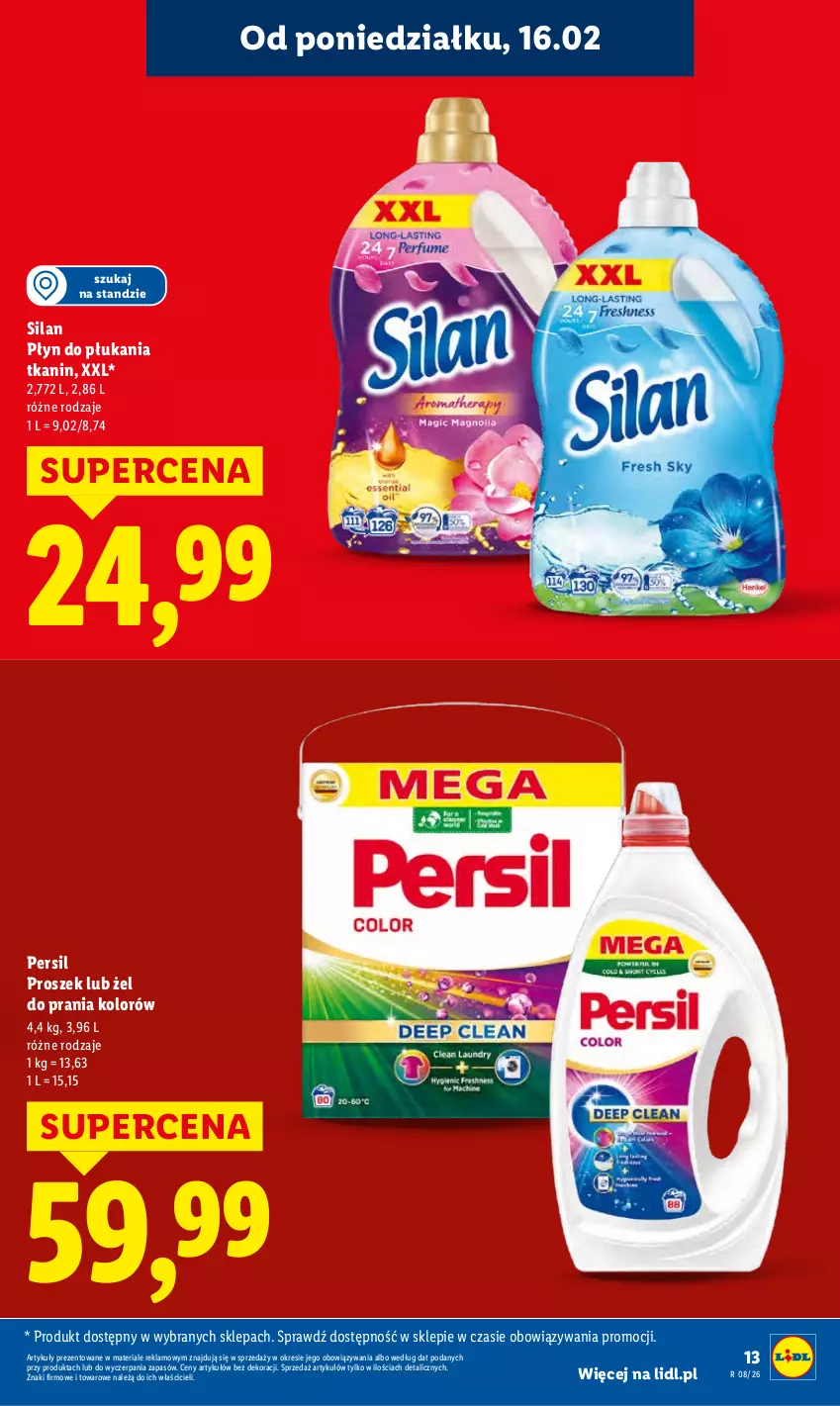 Gazetka promocyjna Lidl - GAZETKA - ważna 16.02 do 18.02.2026 - strona 13 - produkty: Persil, Płyn do płukania, Silan