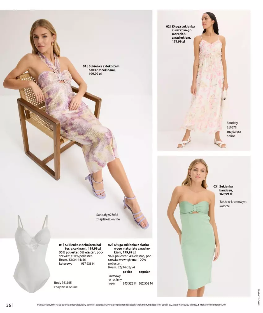 Gazetka promocyjna Bonprix - HITY WIOSENNEJ MODY - ważna 22.04 do 31.05.2025 - strona 38 - produkty: Body, Sandał, Ser, Sukienka