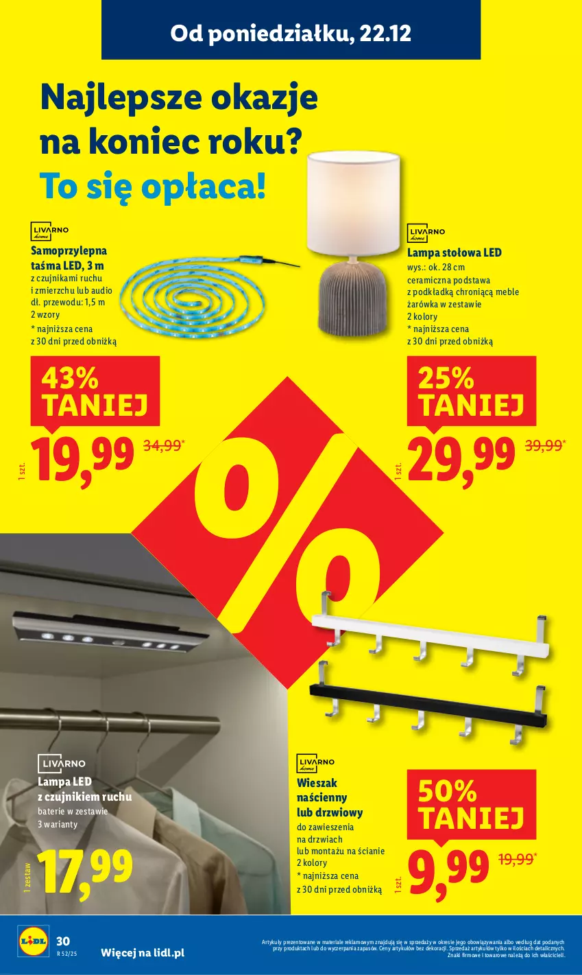 Gazetka promocyjna Lidl - GAZETKA - ważna 22.12 do 27.12.2025 - strona 34 - produkty: Drzwi, Lampa, Lampa LED, Lampa stołowa, Meble, Mop, Podkład, Wieszak