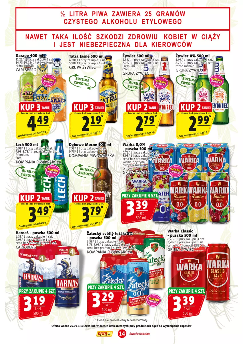 Gazetka promocyjna Prim Market - ważna 25.09 do 01.10.2025 - strona 14 - produkty: Bezy, Fa, Gra, Harnaś, Piwo, Puma, Tatra, Warka