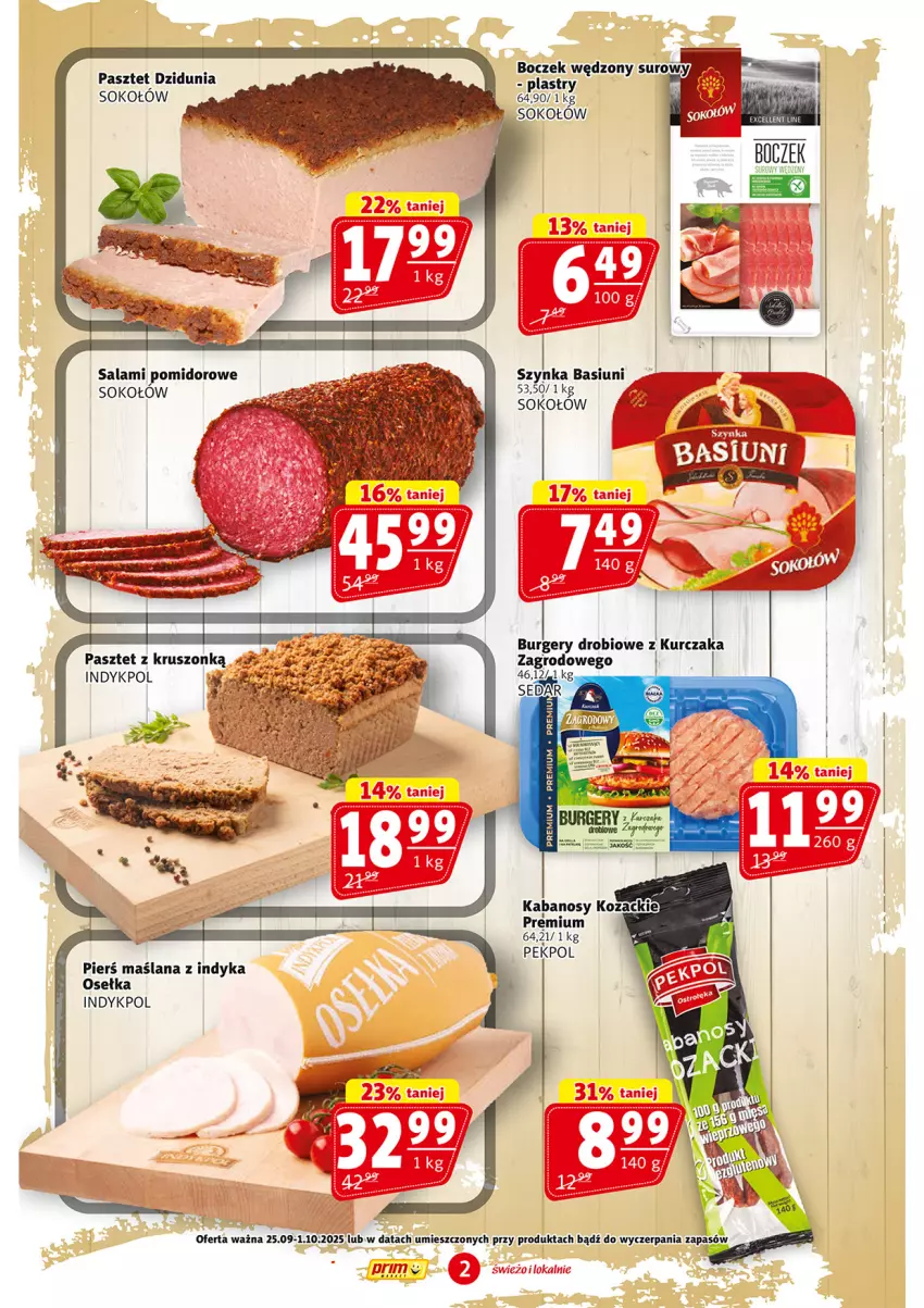 Gazetka promocyjna Prim Market - ważna 25.09 do 01.10.2025 - strona 2 - produkty: LANA, Pasztet, Pekpol, Salami, Sok, Sokołów, Szynka