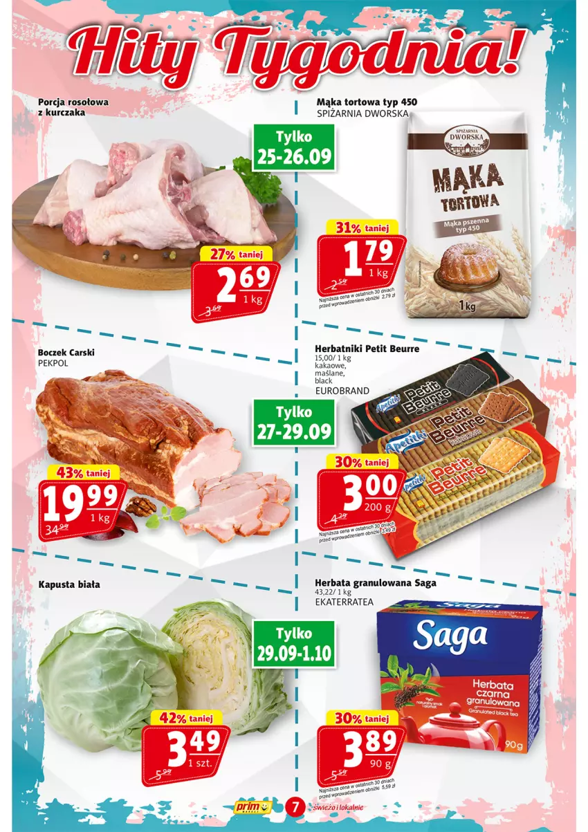 Gazetka promocyjna Prim Market - ważna 25.09 do 01.10.2025 - strona 7 - produkty: Boczek, Cars, Gra, Herbata, Herbatniki, Herbatniki Petit Beurre, Kakao, Kurczak, Lack, Mąka, Mąka tortowa, Pekpol, Por, Saga