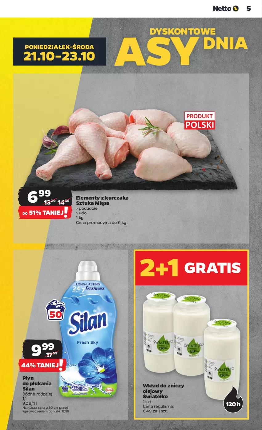 Gazetka promocyjna Netto - Netto Gazetka Food 43/24A - ważna 21.10 do 26.10.2024 - strona 5 - produkty: Gra, Kurczak, Olej, Płyn do płukania, Silan, Znicz