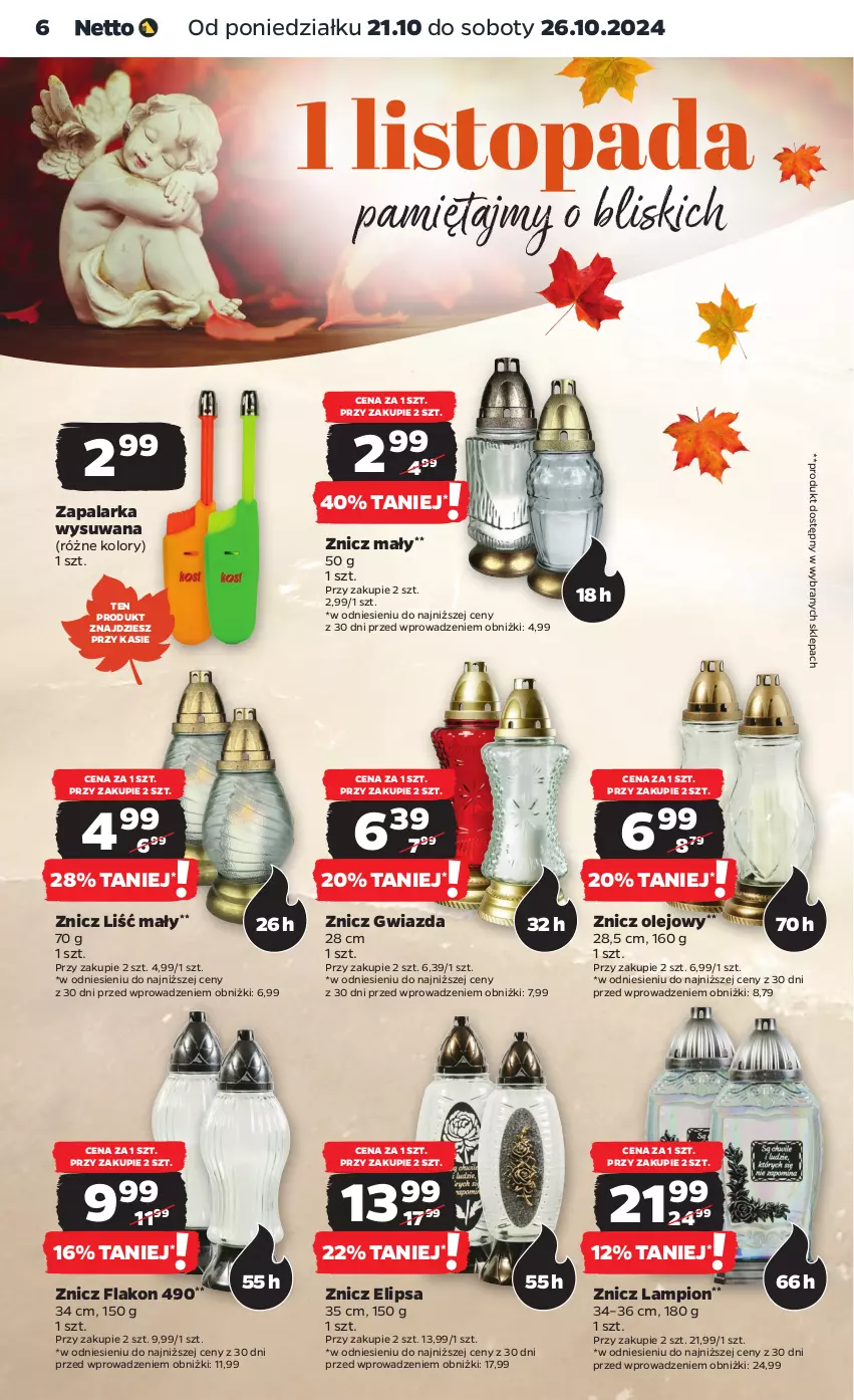 Gazetka promocyjna Netto - Netto Gazetka Food 43/24A - ważna 21.10 do 26.10.2024 - strona 6 - produkty: Gwiazda, Lampion, Mięta, Olej, Zapalarka, Znicz