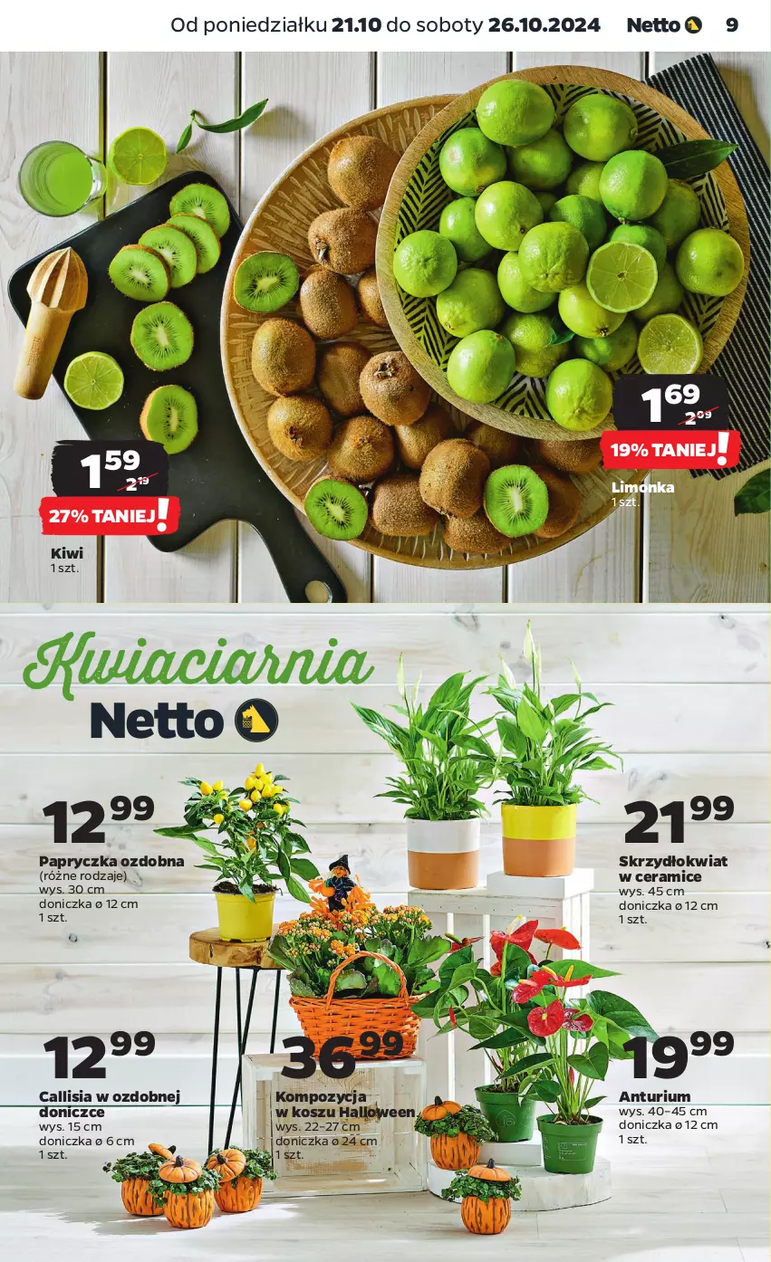 Gazetka promocyjna Netto - Netto Gazetka Food 43/24A - ważna 21.10 do 26.10.2024 - strona 9 - produkty: Kiwi, Kosz, Limonka