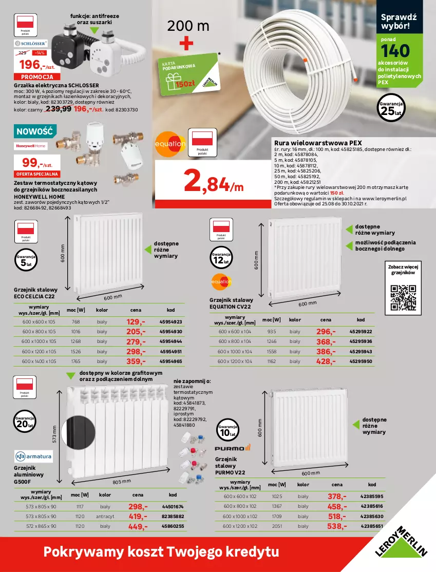 Gazetka promocyjna Leroy Merlin - Nowa Podłoga - ważna 25.08 do 14.09.2021 - strona 29 - produkty: Gra, Grzałka, Grzejnik, Grzejnik łazienkowy, Grzejnik stalowy, Kosz, Ogrzewanie, Pokrywa, Pur, Rura, Rura wielowarstwowa, Ser, Silan, Sok, Suszarki, Termos