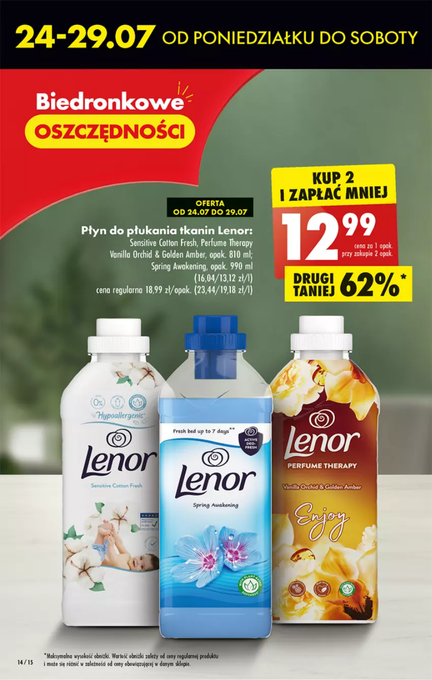 Gazetka promocyjna Biedronka - Od czwartku - ważna 27.07 do 02.08.2023 - strona 14 - produkty: Lenor, Perfum, Płyn do płukania, Sok