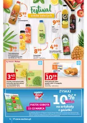 Gazetka promocyjna Auchan - przeNISKIE CENY Jedz zdrowo i czuj się pięknie Supermarkety - Gazetka - ważna od 16.03 do 16.03.2022 - strona 4 - produkty: Marchewka, Sok, Ser, Lemoniada, Brukselka, Stek, Ananas, Paluszki rybne, Sok jabłkowy, Groszek, Grejpfrut, HP, Fa