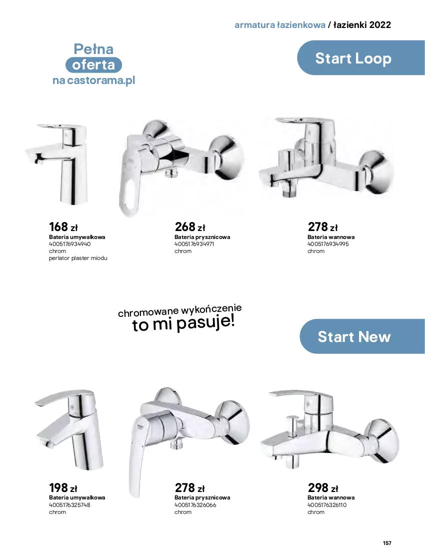 Gazetka promocyjna Castorama - Katalog Łazienki 2022 - ważna 01.06 do 31.12.2022 - strona 157 - produkty: Astor, Bateria, Bateria prysznicowa, Bateria umywalkowa, Bateria wannowa, Grohe, Rama, Ser, Sok