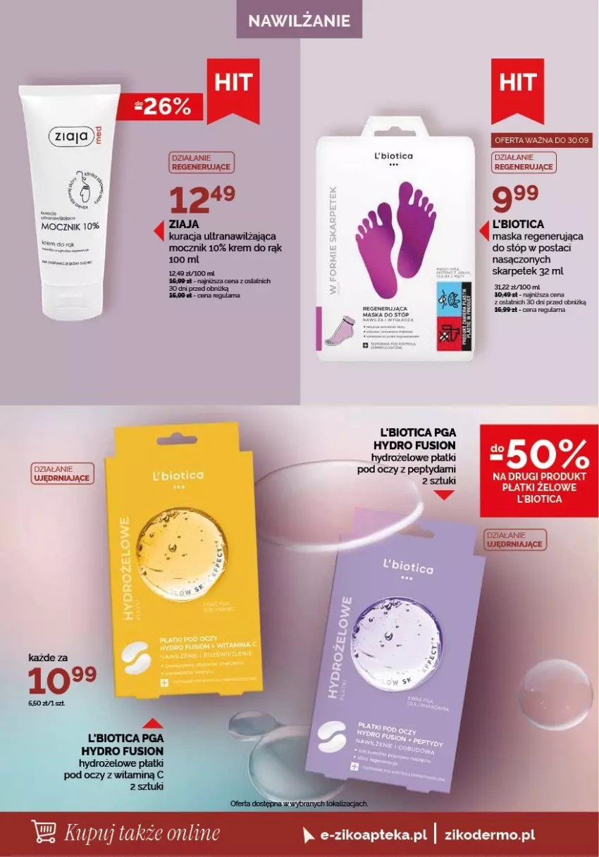 Gazetka promocyjna Ziko - Gazetka Ziko Dermo - ważna 27.08 do 09.09.2026 - strona 4 - produkty: Apteka, Fusion, Karp, Krem do rąk, L'Biotica, Maska, Maska do stóp, Por, Tran, Ziaja