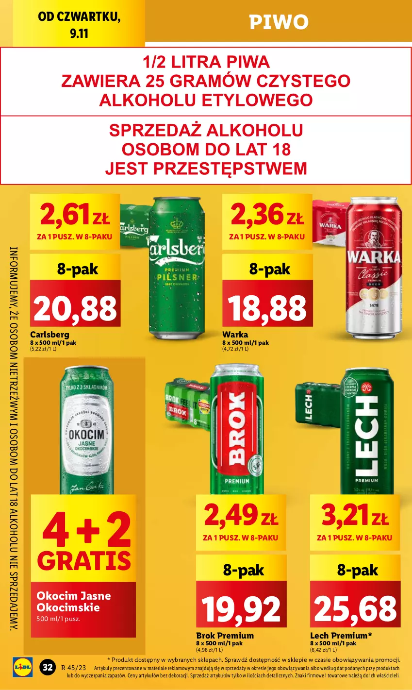 Gazetka promocyjna Lidl - GAZETKA - ważna 09.11 do 10.11.2023 - strona 48 - produkty: Carlsberg, Gra, Koc, Lech Premium, Okocim, Piwo, Warka