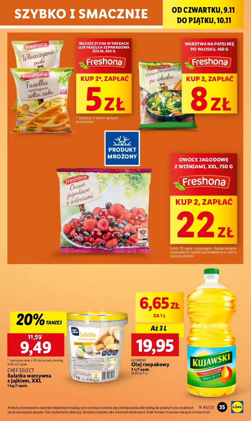 Gazetka promocyjna Lidl - GAZETKA - ważna 09.11 do 10.11.2023 - strona 51 - produkty: Fa, Kujawski, Olej, Olej rzepakowy, Owoce, Sałat, Sałatka, Sałatka warzywna, Warzywa