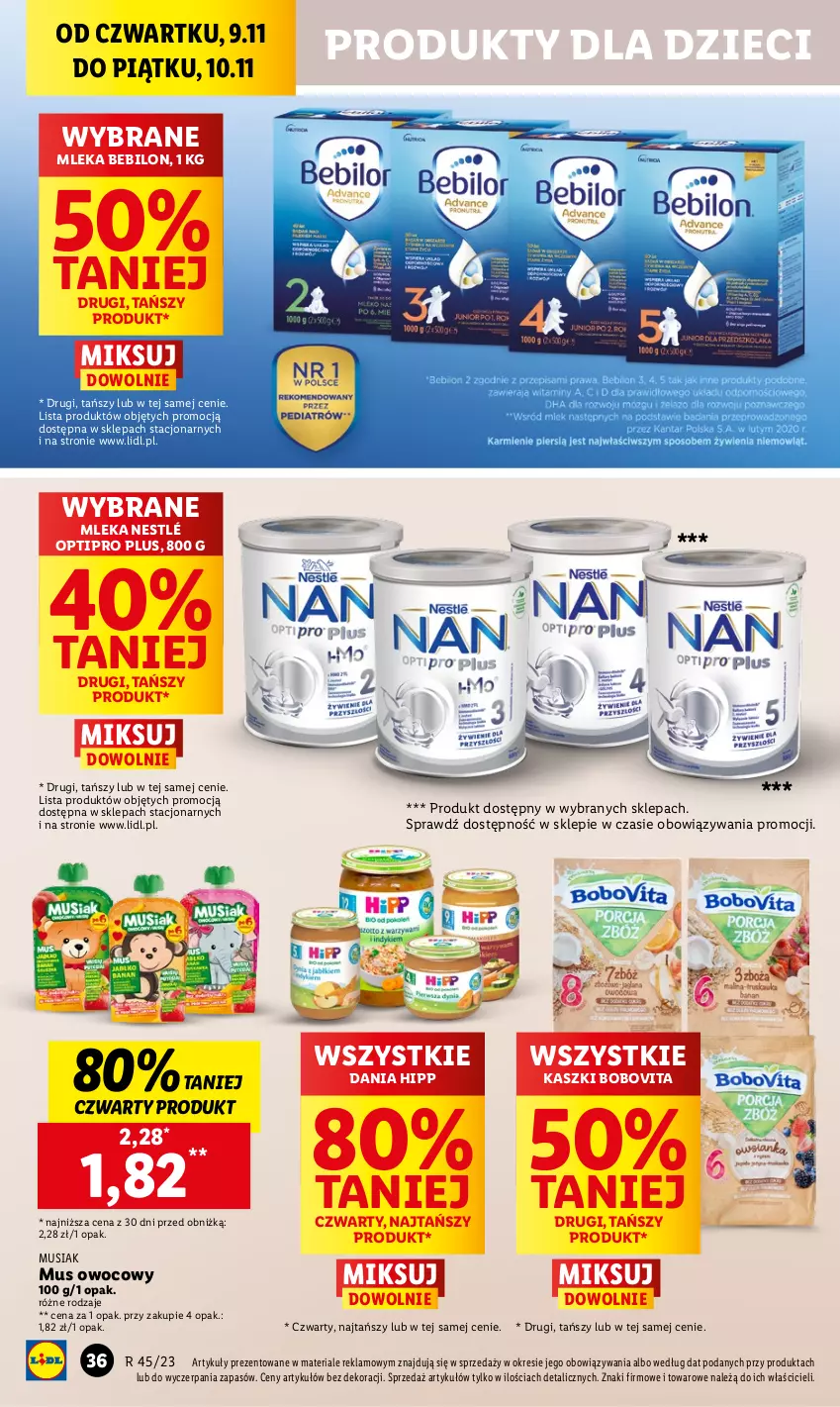 Gazetka promocyjna Lidl - GAZETKA - ważna 09.11 do 10.11.2023 - strona 52 - produkty: BEBILON, BoboVita, Dzieci, HiPP, Mus, Nestlé