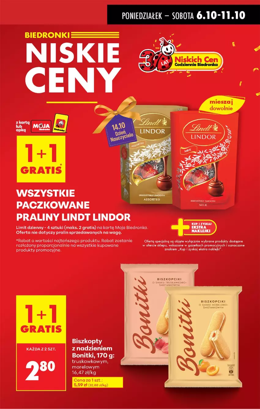 Gazetka promocyjna Biedronka - Od Poniedziałku - ważna 06.10 do 11.10.2025 - strona 13 - produkty: Biszkopty, Bonitki, Gra, Klej, Lindor, Lindt, Por, Praliny