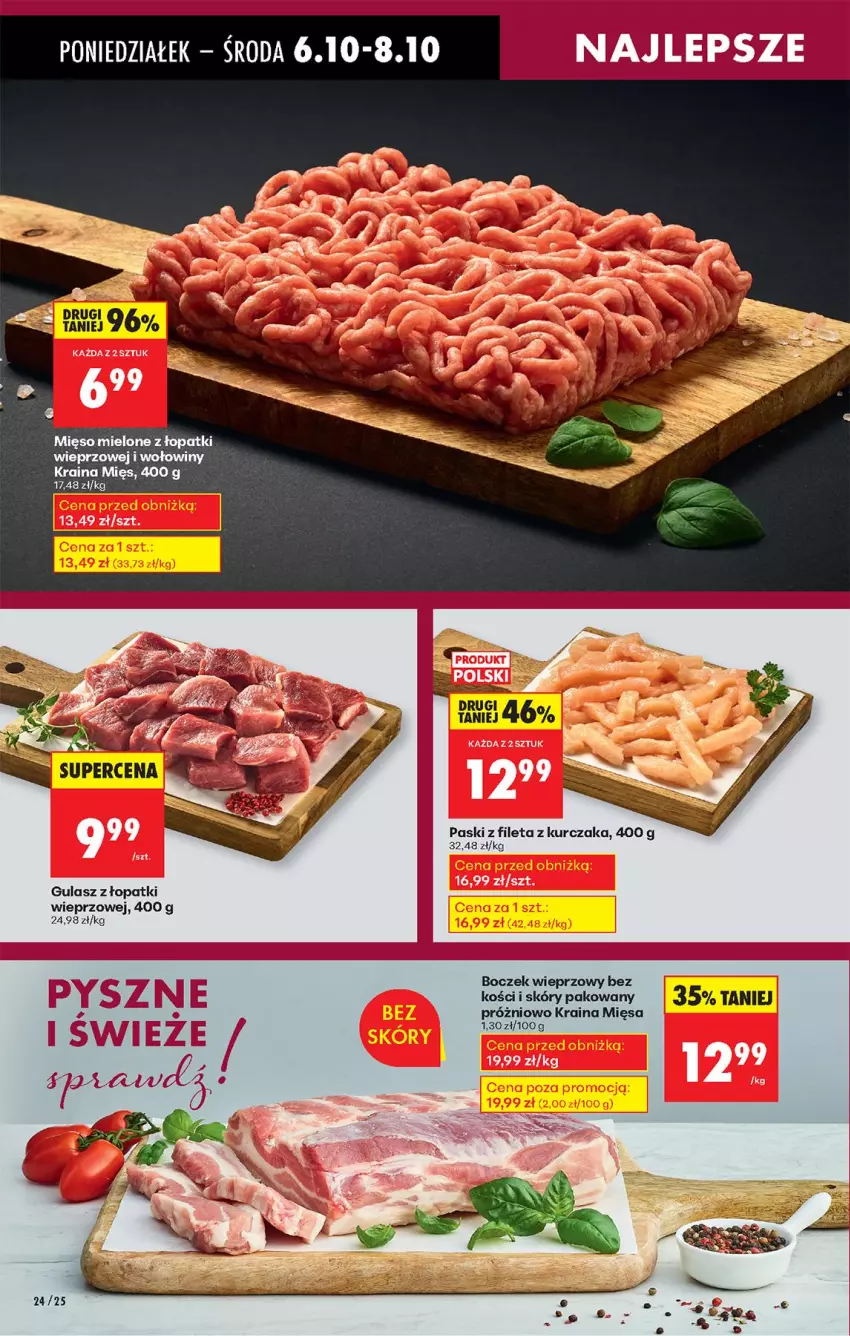 Gazetka promocyjna Biedronka - Od Poniedziałku - ważna 06.10 do 11.10.2025 - strona 30 - produkty: Boczek, Boczek wieprzowy, Fa, Kurczak, Mięso, Mięso mielone, Mięso mielone z łopatki wieprzowej, Top