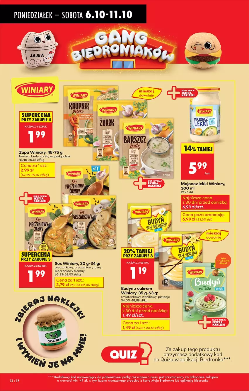 Gazetka promocyjna Biedronka - Od Poniedziałku - ważna 06.10 do 11.10.2025 - strona 42 - produkty: Budyń, Fa, Krupnik, Majonez, Piec, Ser, Sos, Winiary, Zupa