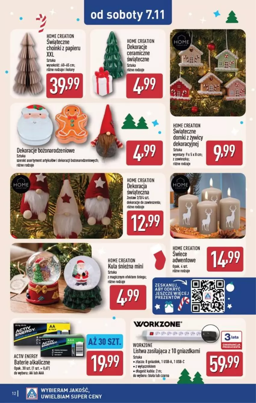 Gazetka promocyjna Aldi - Przygotuj się na kolejny tydzień - ważna 04.11 do 07.11.2026 - strona 12 - produkty: Baterie alkaliczne, Kula śnieżna, Listwa, Papier, Sok