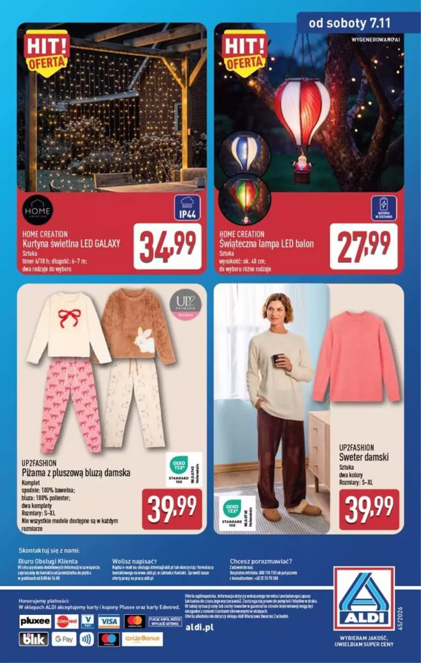 Gazetka promocyjna Aldi - Przygotuj się na kolejny tydzień - ważna 04.11 do 07.11.2026 - strona 15 - produkty: Fa, Gala, Lampa, Lampa LED, Piżama, Sok, Spodnie, Sweter, Wełna
