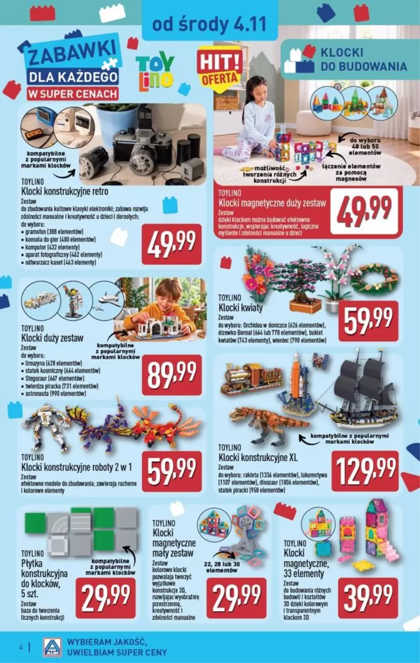 Gazetka promocyjna Aldi - Przygotuj się na kolejny tydzień - ważna 04.11 do 07.11.2026 - strona 4 - produkty: Amol, Bukiet, Dzieci, Gra, Klocki, Konsola, Lack, LEGO, Płytka, Rakieta, Robot, Wieniec