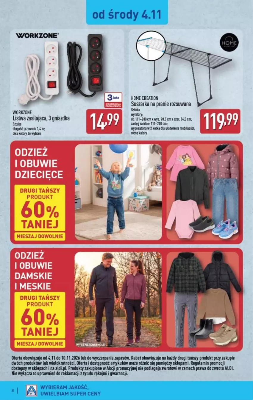 Gazetka promocyjna Aldi - Przygotuj się na kolejny tydzień - ważna 04.11 do 07.11.2026 - strona 8 - produkty: Listwa, Rama, Suszarka, Suszarka na pranie