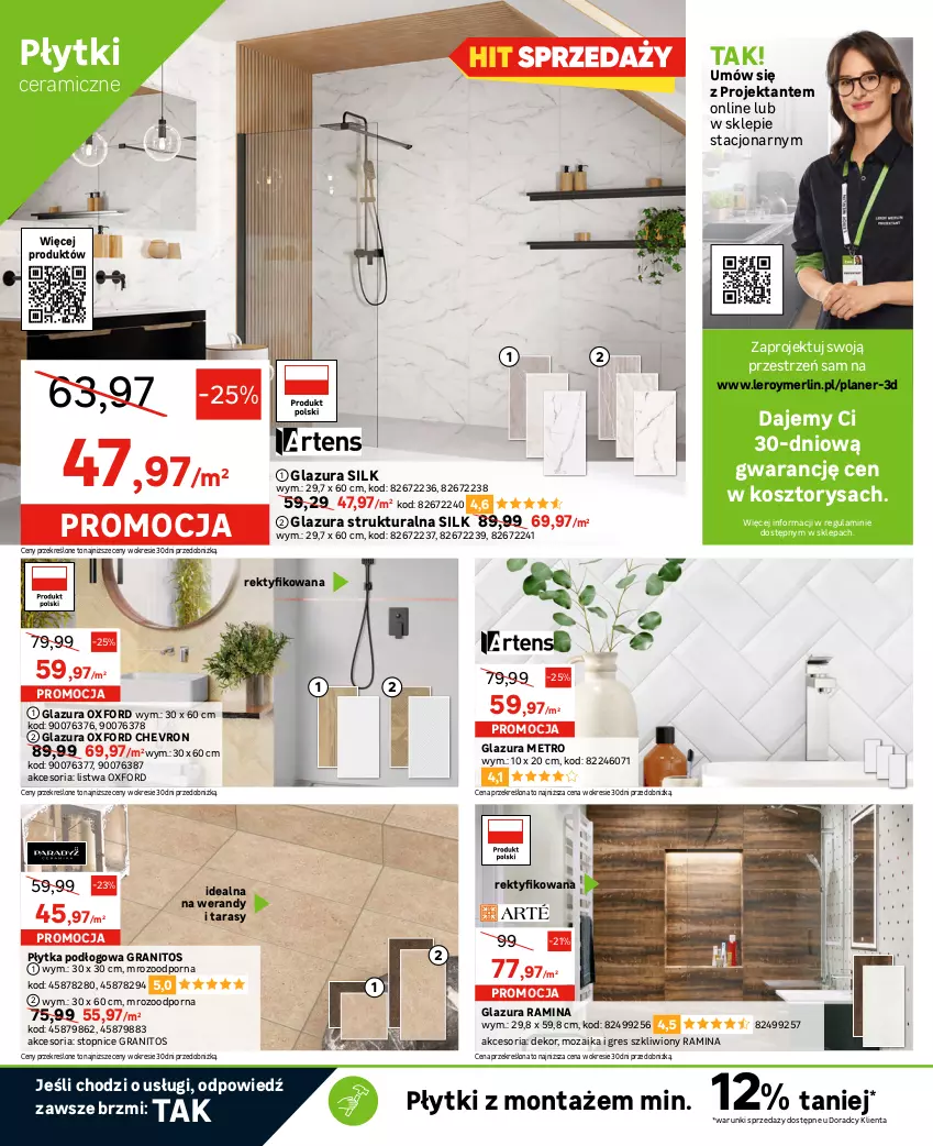 Gazetka promocyjna Leroy Merlin - Gazetka Leroy Merlin - ważna 21.06 do 11.07.2023 - strona 4 - produkty: Fa, Gin, Glazura, Gra, Gres, Gres szkliwiony, Kosz, Lack, Lazur, Listwa, Metro, Płytka, Por, Top