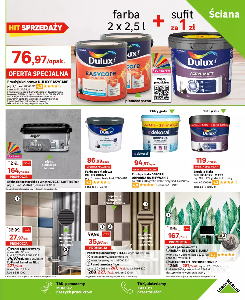 Gazetka promocyjna Leroy Merlin - Gazetka Leroy Merlin - ważna 21.06 do 11.07.2023 - strona 9 - produkty: Dekoral, Dekorator, Dulux, Emulsja, Fa, Gra, Grunt, Metro, Podkład, Por, Tapeta, Telefon