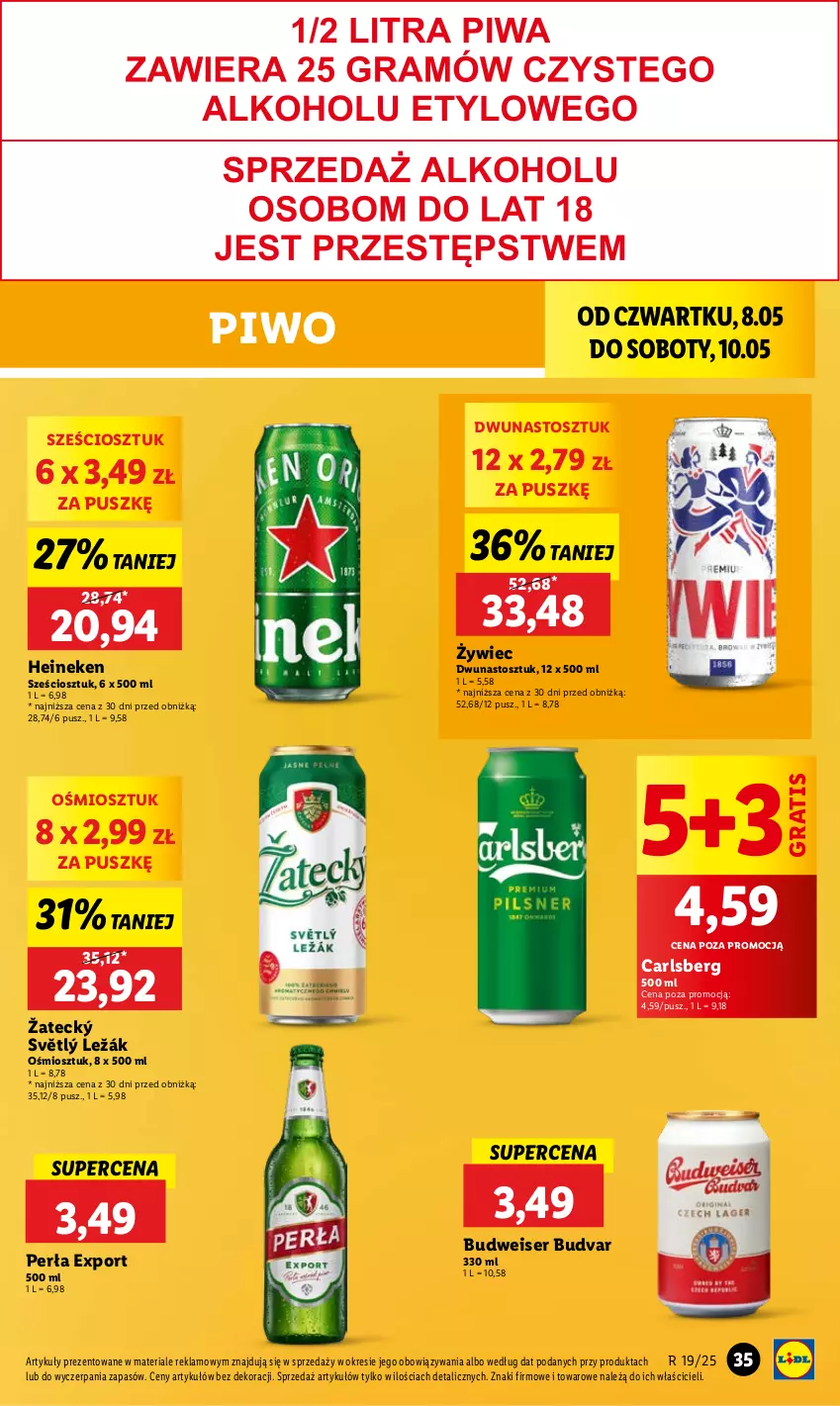 Gazetka promocyjna Lidl - GAZETKA - ważna 08.05 do 10.05.2025 - strona 39 - produkty: Carlsberg, Gra, Heineken, Perła, Piwo, Por, Ser