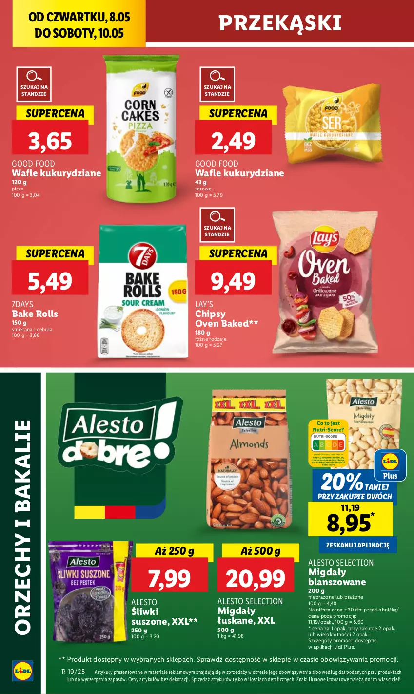 Gazetka promocyjna Lidl - GAZETKA - ważna 08.05 do 10.05.2025 - strona 42 - produkty: Bake Rolls, Cebula, Chipsy, Lay’s, Migdały, Migdały łuskane, Pizza, Ser, Wafle
