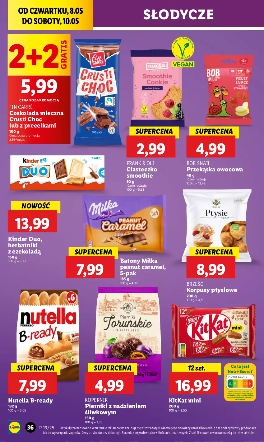 Gazetka promocyjna Lidl - GAZETKA - ważna 08.05 do 10.05.2025 - strona 44 - produkty: Baton, Czekolada, Czekolada mleczna, Gra, Herbatniki, Kinder, Korpusy, Milka, Nutella, Piernik, Rust, Smoothie
