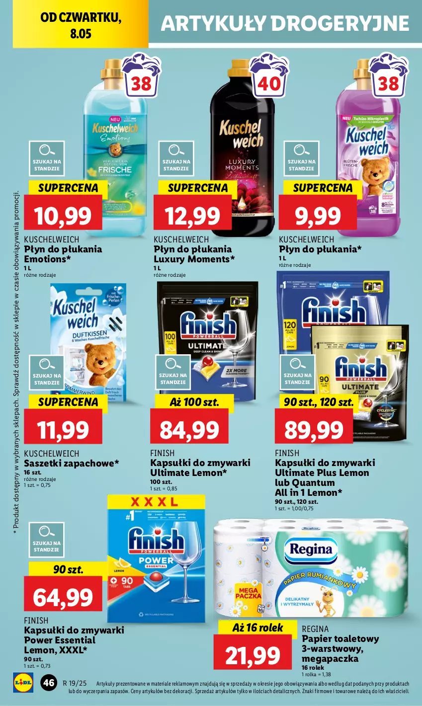 Gazetka promocyjna Lidl - GAZETKA - ważna 08.05 do 10.05.2025 - strona 54 - produkty: Finish, Gin, Moments, Papier, Papier toaletowy, Płyn do płukania, Zmywarki