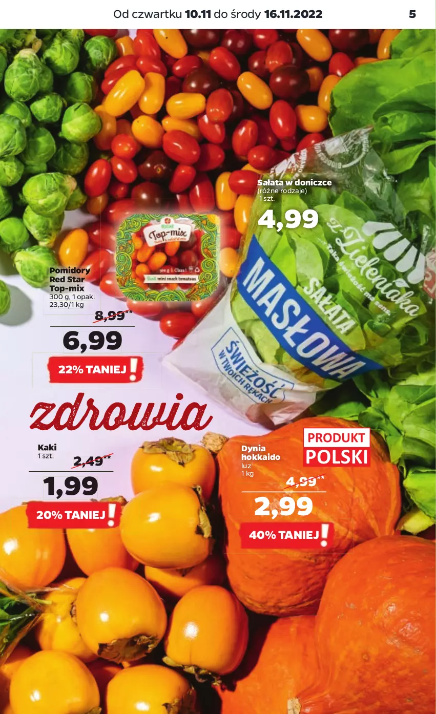 Gazetka promocyjna Netto - Artykuły spożywcze - ważna 10.11 do 16.11.2022 - strona 5 - produkty: Kaki, Pomidory, Sałat, Top