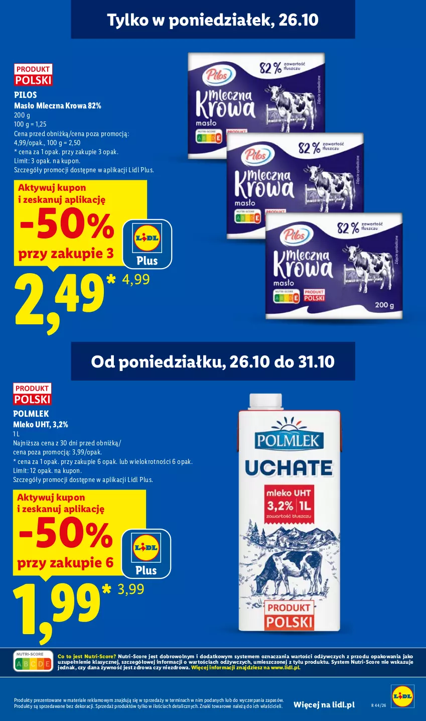 Gazetka promocyjna Lidl - Gazetka - ważna 26.10 do 28.10.2026 - strona 5 - produkty: Masło, Mleko, Pilos, POLMLEK