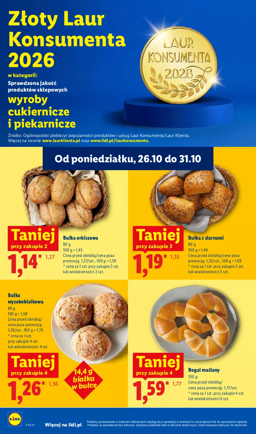 Gazetka promocyjna Lidl - Gazetka - ważna 26.10 do 28.10.2026 - strona 50 - produkty: Bułka, Cukier, Laur, Rogal, Sok
