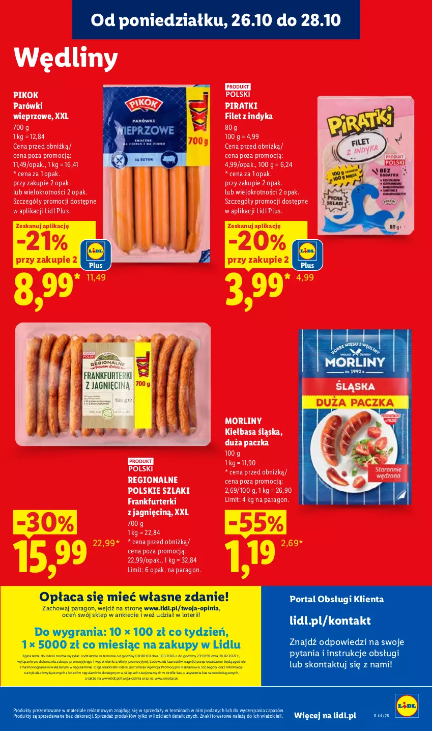Gazetka promocyjna Lidl - Gazetka - ważna 26.10 do 28.10.2026 - strona 59 - produkty: Frankfurterki, Gra, Kiełbasa, Kiełbasa śląska, Laur, Mola, Morliny, Parówki, PIKOK, Por, Portal