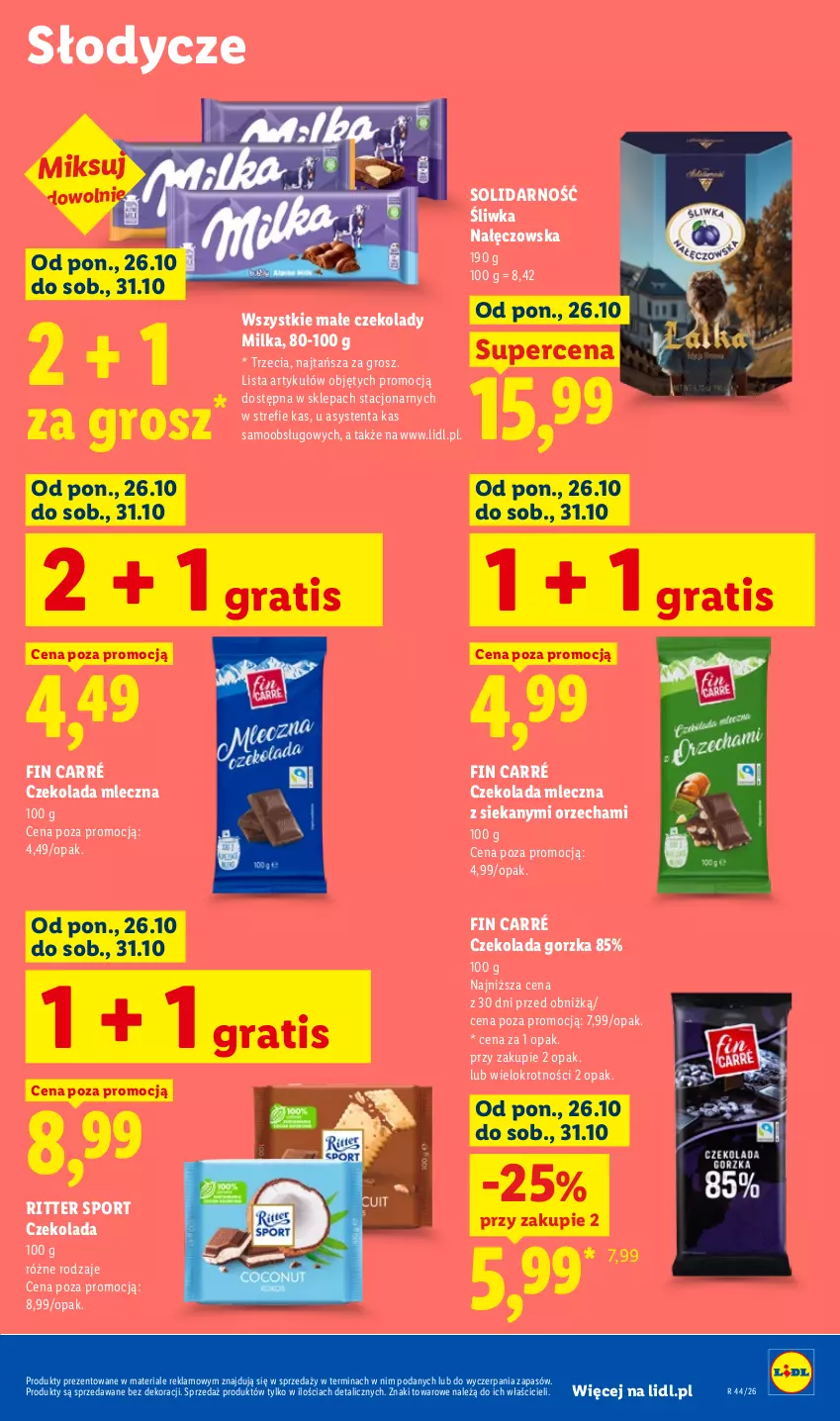 Gazetka promocyjna Lidl - Gazetka - ważna 26.10 do 28.10.2026 - strona 77 - produkty: Czekolada, Czekolada gorzka, Czekolada mleczna, Gra, Milka, Por, Ritter Sport, Sport