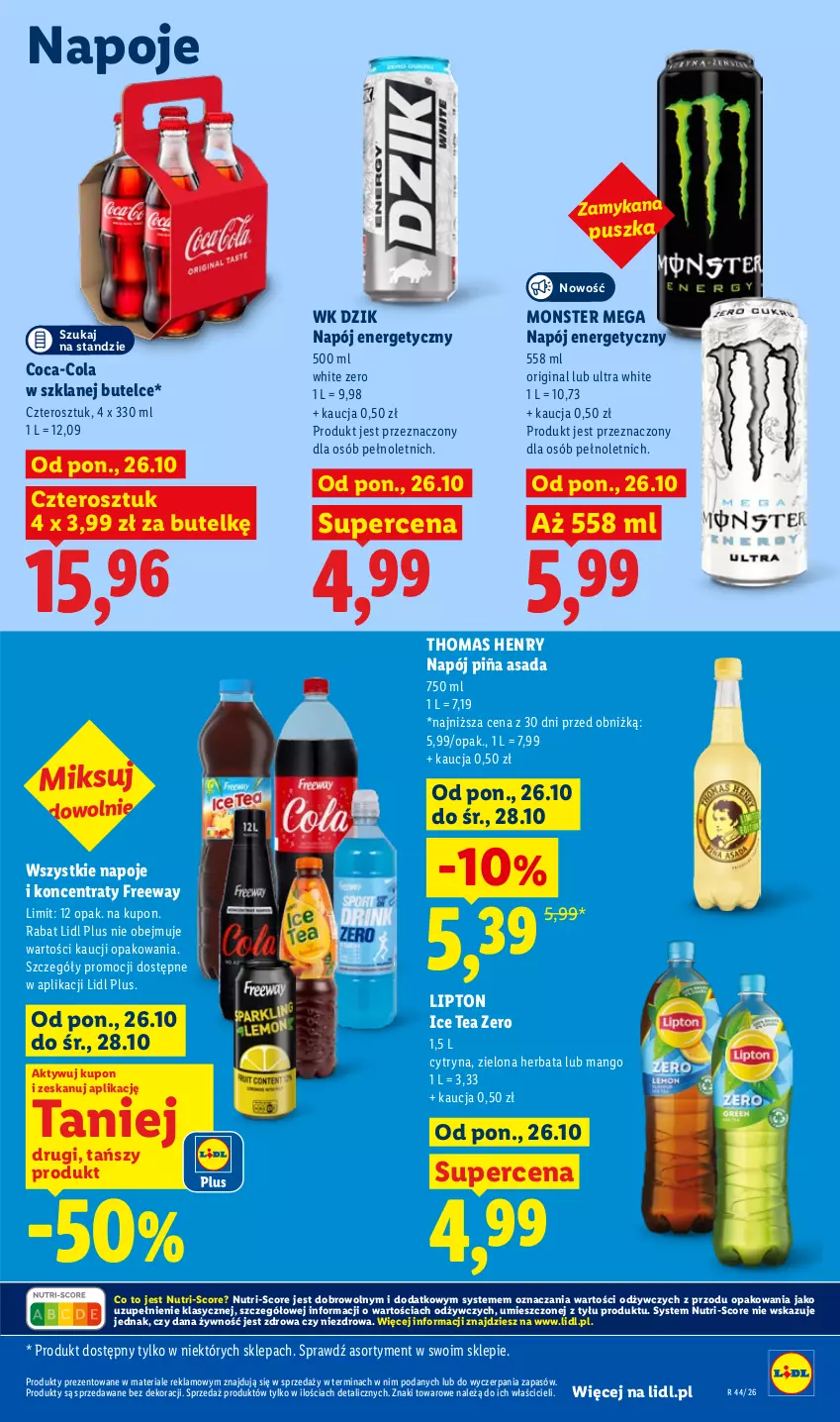 Gazetka promocyjna Lidl - Gazetka - ważna 26.10 do 28.10.2026 - strona 85 - produkty: Coca-Cola, Gin, Herbata, Ice tea, Lipton, Mango, Napój, Napój energetyczny, Napoje