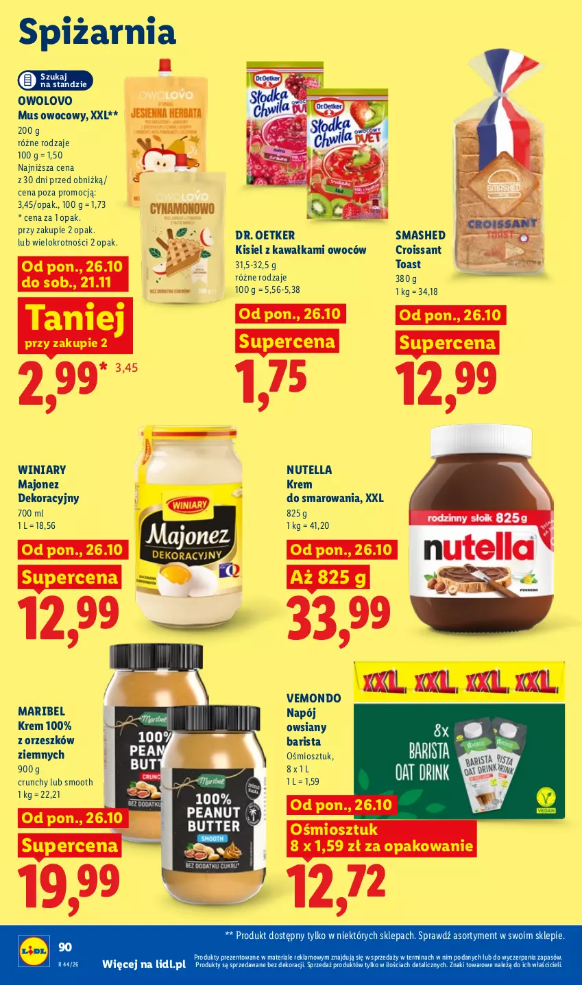Gazetka promocyjna Lidl - Gazetka - ważna 26.10 do 28.10.2026 - strona 90 - produkty: Croissant, Dr. Oetker, Kawa, Kisiel, Majonez, Mus, Napój, Nutella, Winiary
