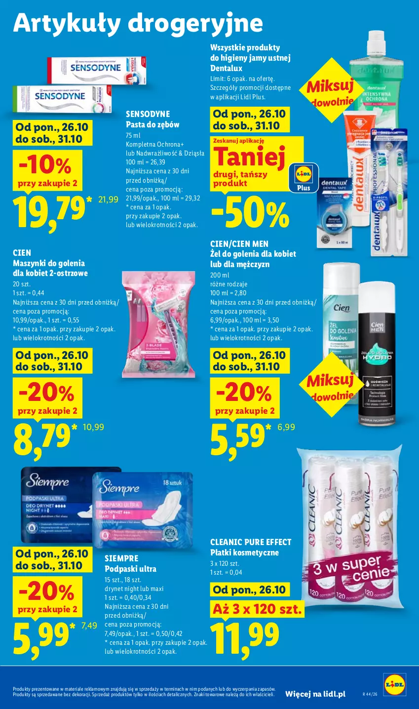 Gazetka promocyjna Lidl - Gazetka - ważna 26.10 do 28.10.2026 - strona 97 - produkty: Cleanic, Pasta do zębów, Płatki kosmetyczne, Podpaski, Pur, Sensodyne