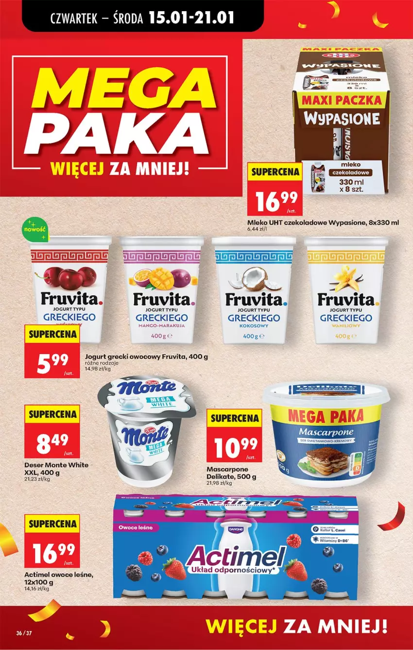 Gazetka promocyjna Biedronka - Gazetka - ważna 15.01 do 22.01.2026 - strona 44 - produkty: Actimel, Deser, Jogurt, Kokos, Mango, Mleko, Monte, Owoce, Ser
