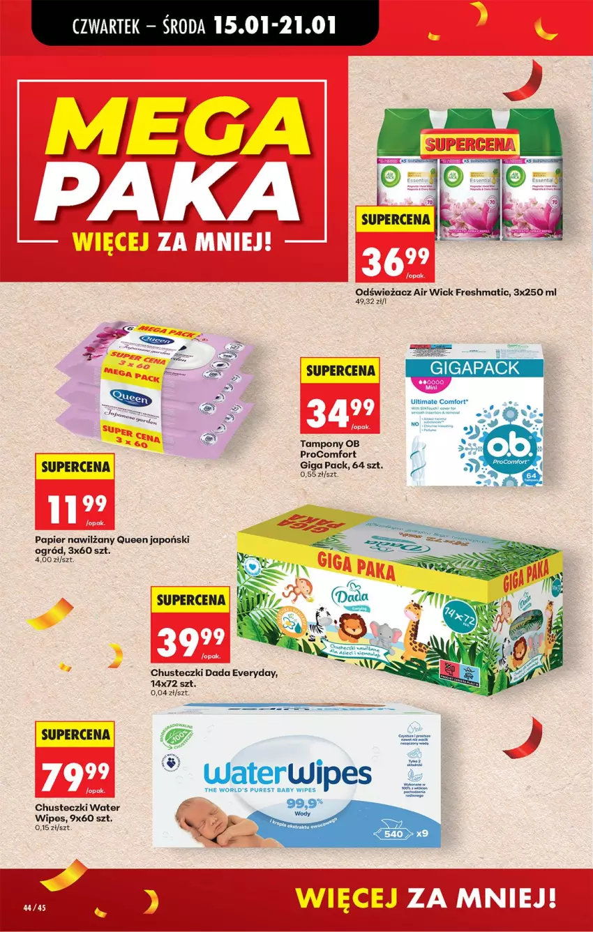 Gazetka promocyjna Biedronka - Gazetka - ważna 15.01 do 22.01.2026 - strona 52 - produkty: Air Wick, Chusteczki, Dada, Fa, Ogród, Papier, Pur, Tampony