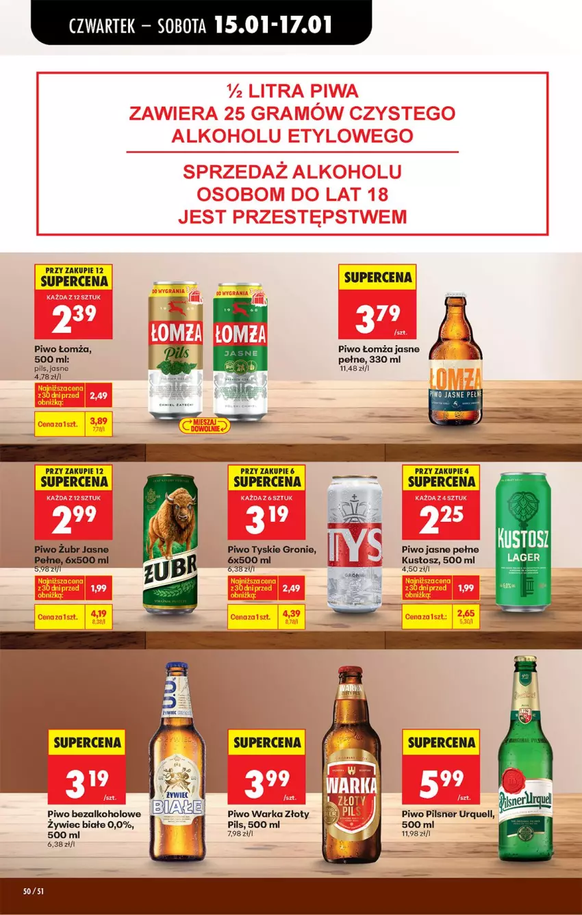 Gazetka promocyjna Biedronka - Gazetka - ważna 15.01 do 22.01.2026 - strona 62 - produkty: Fa, Pilsner Urquell, Piwo, Piwo jasne, Tyskie, Warka