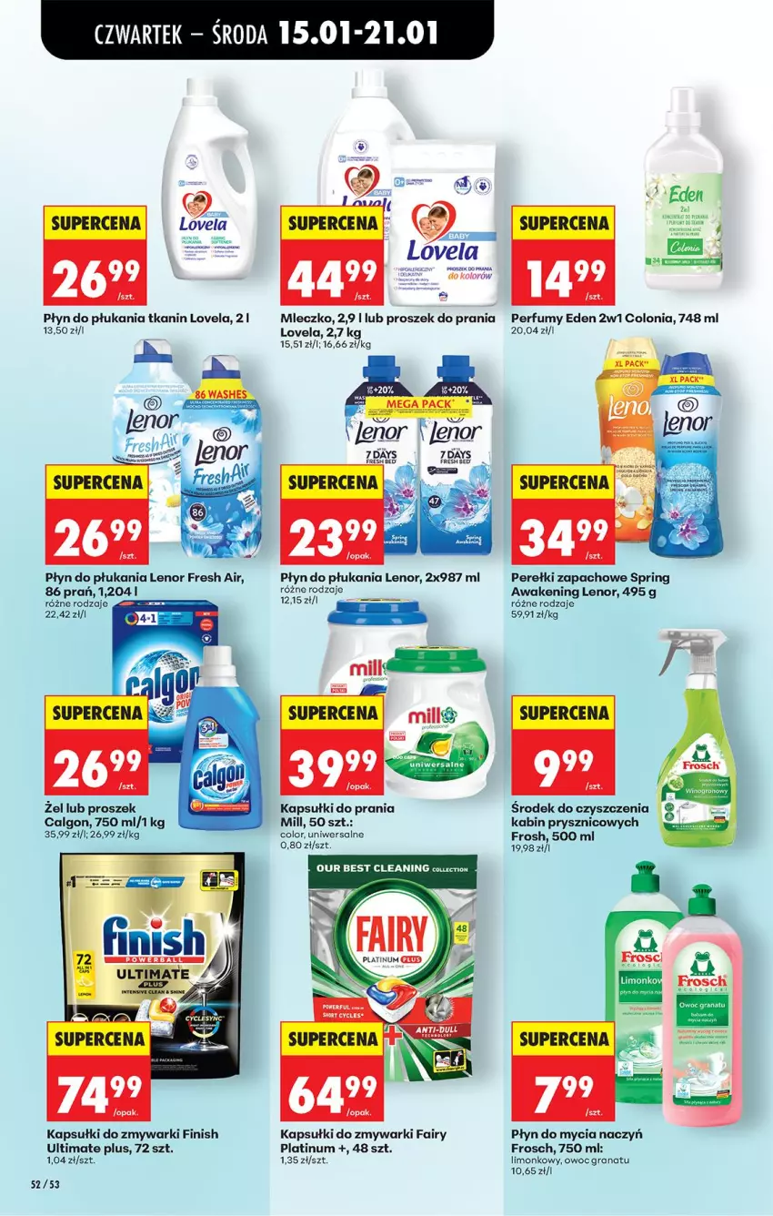 Gazetka promocyjna Biedronka - Gazetka - ważna 15.01 do 22.01.2026 - strona 64 - produkty: Calgon, Do mycia naczyń, EPEE, Fa, Fairy, Finish, Frosch, Gra, Granat, Kapsułki do prania, Lenor, LG, Lovela, Mleczko, Perełki zapachowe, Perfum, Płyn do mycia, Płyn do mycia naczyń, Płyn do płukania, Proszek do prania, Zmywarki