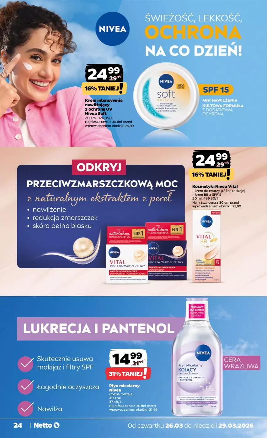 Gazetka promocyjna Netto - Od Czwartku - ważna 26.03 do 29.03.2026 - strona 24 - produkty: Krem bb, Krem do twarzy, Nivea, Płyn micelarny
