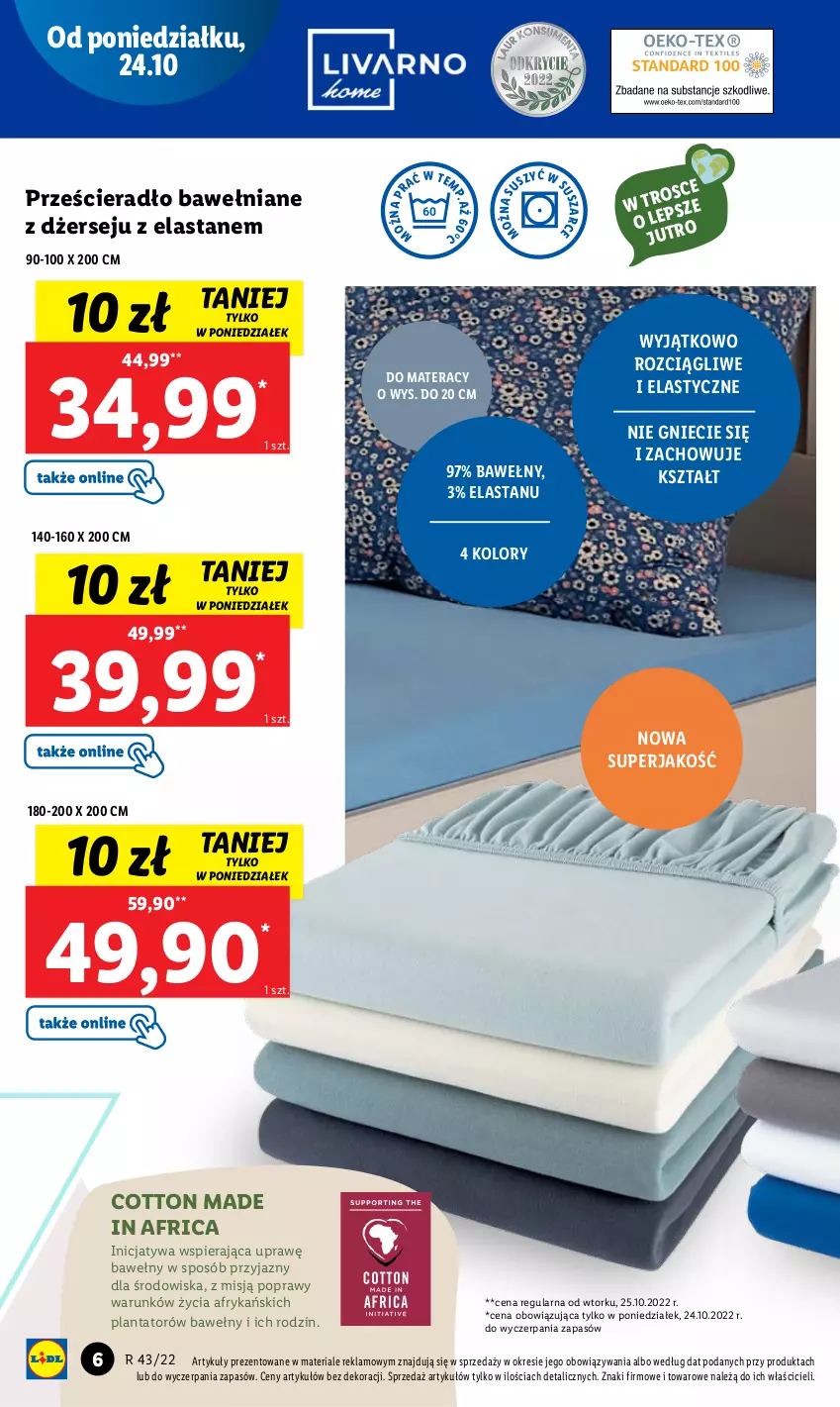 Gazetka promocyjna Lidl - GAZETKA - ważna 24.10 do 29.10.2022 - strona 6 - produkty: Materac, Prześcieradło, Tera