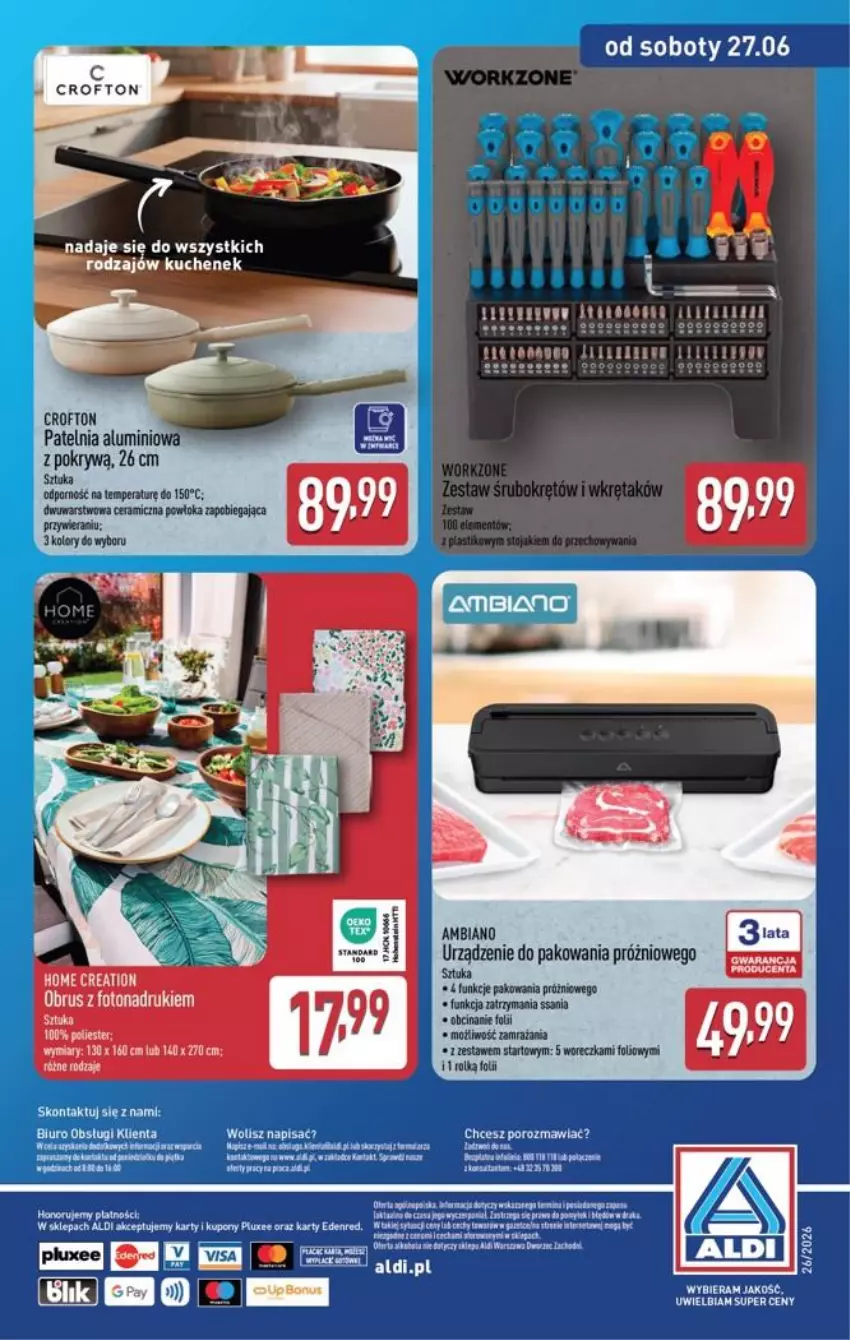 Gazetka promocyjna Aldi - Ostatnie sztuki w wybranych sklepach - ważna 24.06 do 27.06.2026 - strona 18 - produkty: Biuro, Fa, Gra, Obrus, Patelnia, Por, Puf