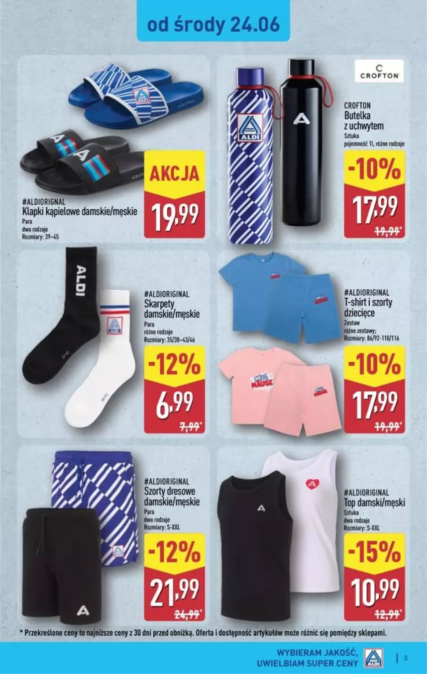 Gazetka promocyjna Aldi - Ostatnie sztuki w wybranych sklepach - ważna 24.06 do 27.06.2026 - strona 3 - produkty: Dior, Dres, Dzieci, Fa, Gin, Karp, Klapki, Szorty, T-shirt, Top