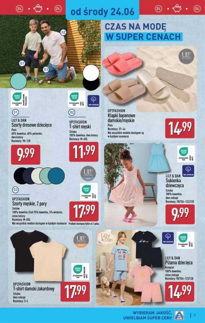 Gazetka promocyjna Aldi - Ostatnie sztuki w wybranych sklepach - ważna 24.06 do 27.06.2026 - strona 7 - produkty: Dres, Dzieci, Fa, Klapki, Piżama, Sukienka, Szorty, T-shirt, Wełna